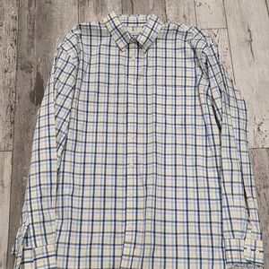 XL Men's Jos. A. Bank Button-down Cotton Shirt Yellow & Blue Plaid Extra Large